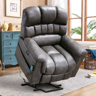 Oversized Henriel Leather Power Recliner With Air Massager Wayfair